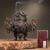 雙龍戲珠 銅香爐