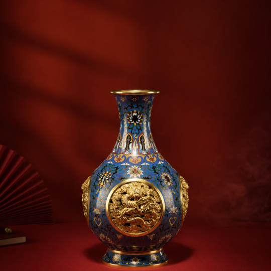 景泰藍雲龍紋轉心瓶