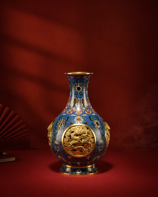 景泰藍雲龍紋轉心瓶