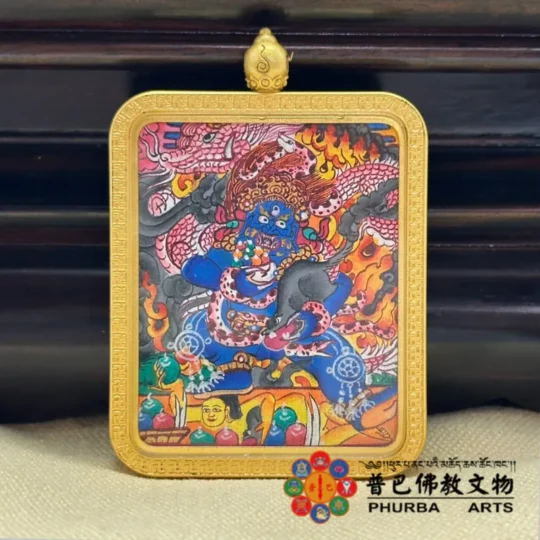 黃金手繪唐卡吊墜-黑財神