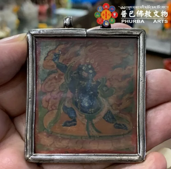 老唐卡金剛手菩薩 純老藏銀/老七寶銅老嘎嗚