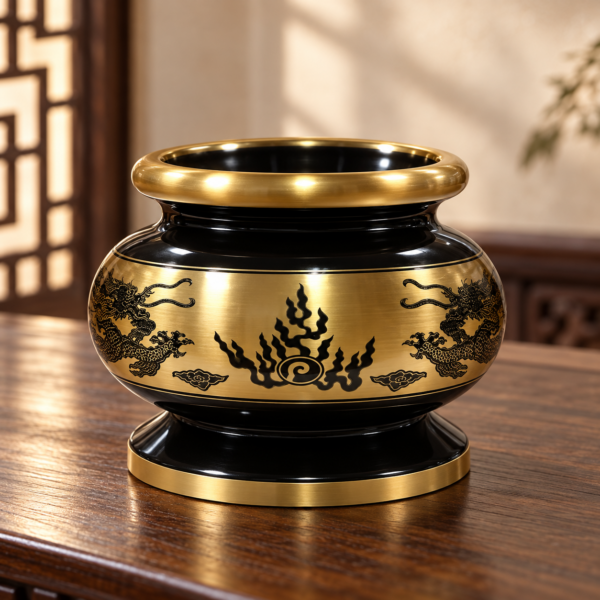 5吋5雙色金邊雙龍爐